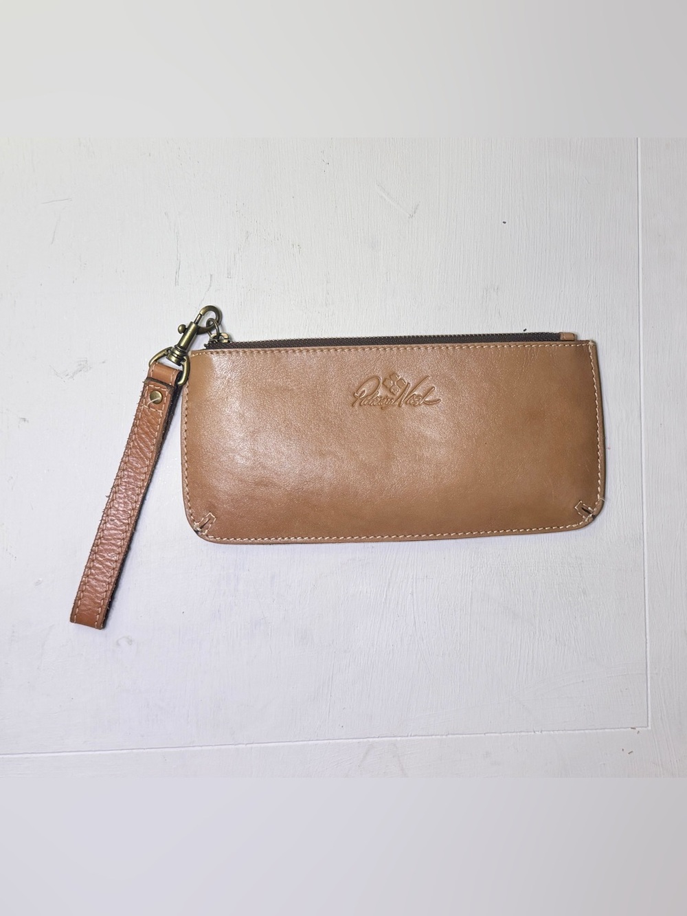 Patricia Nash Cognac Leather Wristlet with Removable Strap